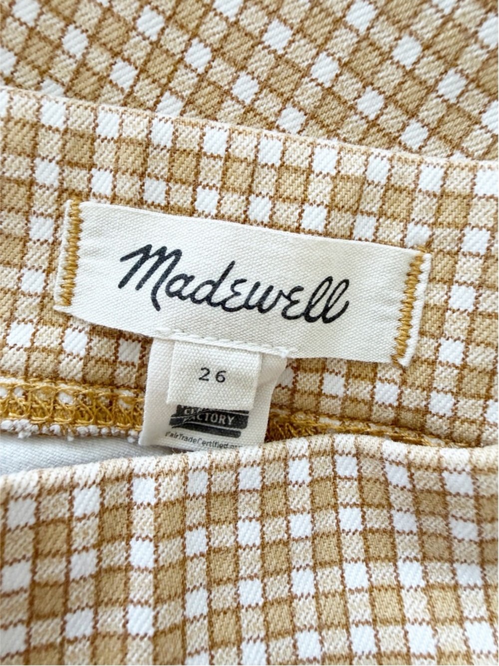 NEW Madewell Pull-On Skinny Flare Jeans in Mini Check Plaid Autumn Gold Yellow - Picture 10 of 14